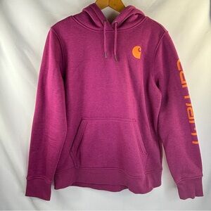 Carhartt Clarksburg Logo Hoodie Sweatshirt Fuchsia Size Medium